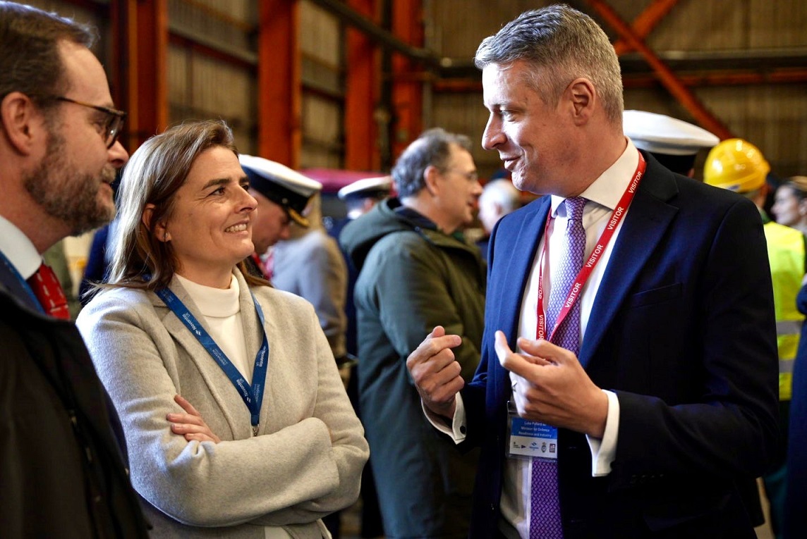 Defence Minister talking to staff