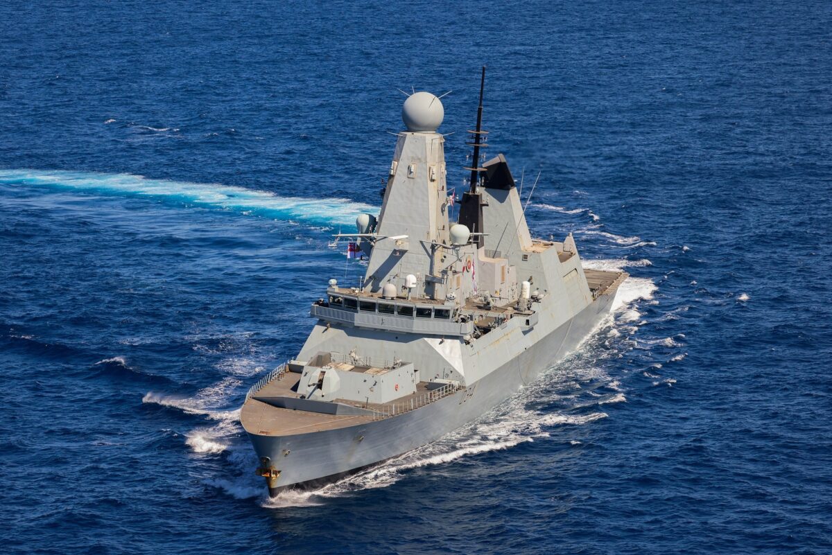 Arial Imagery of HMS Dimond operating in the Red Sea and the Gulf of Aden