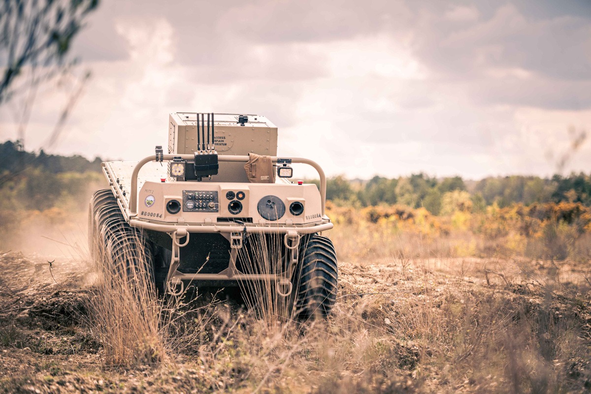 Eight-wheel autonomous vehicle forward facing