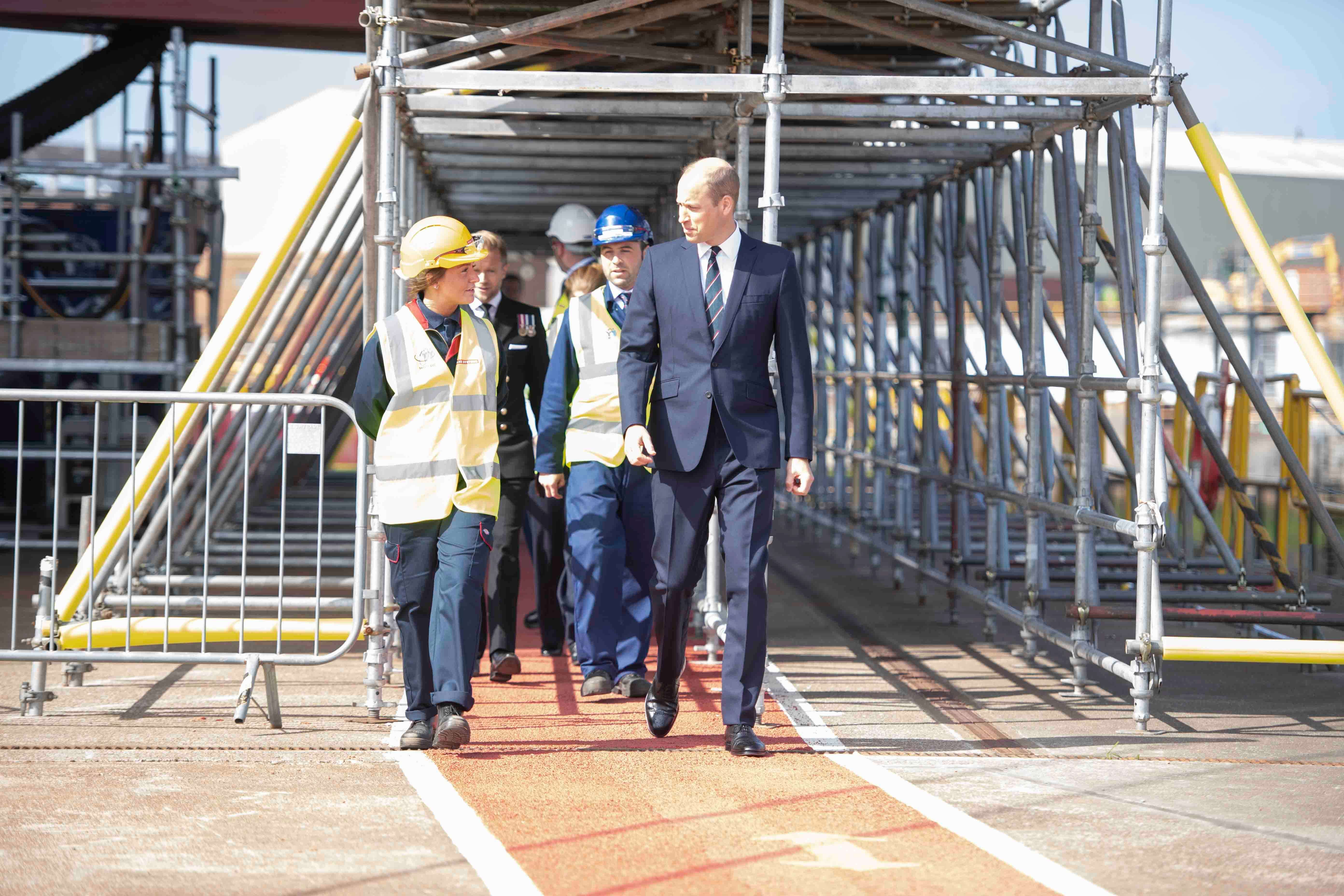 HRH the Duke of Cambridge talks to a BAE Systems apprentice at Govan