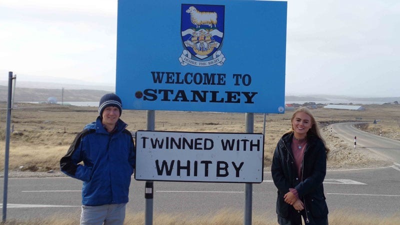 Welcome to Stanley sign in the Falklands