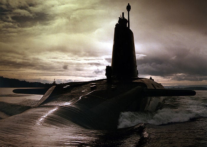 vanguard class submarine at sunset