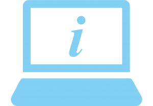 A blue icon showing a laptop with an information "i" on the screen
