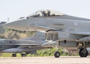 Military jet on a runway