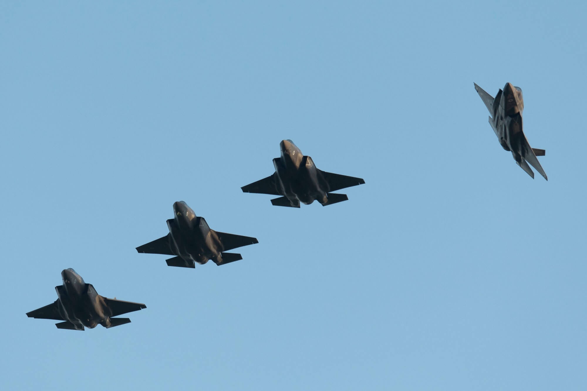 fighter jets flying in formation