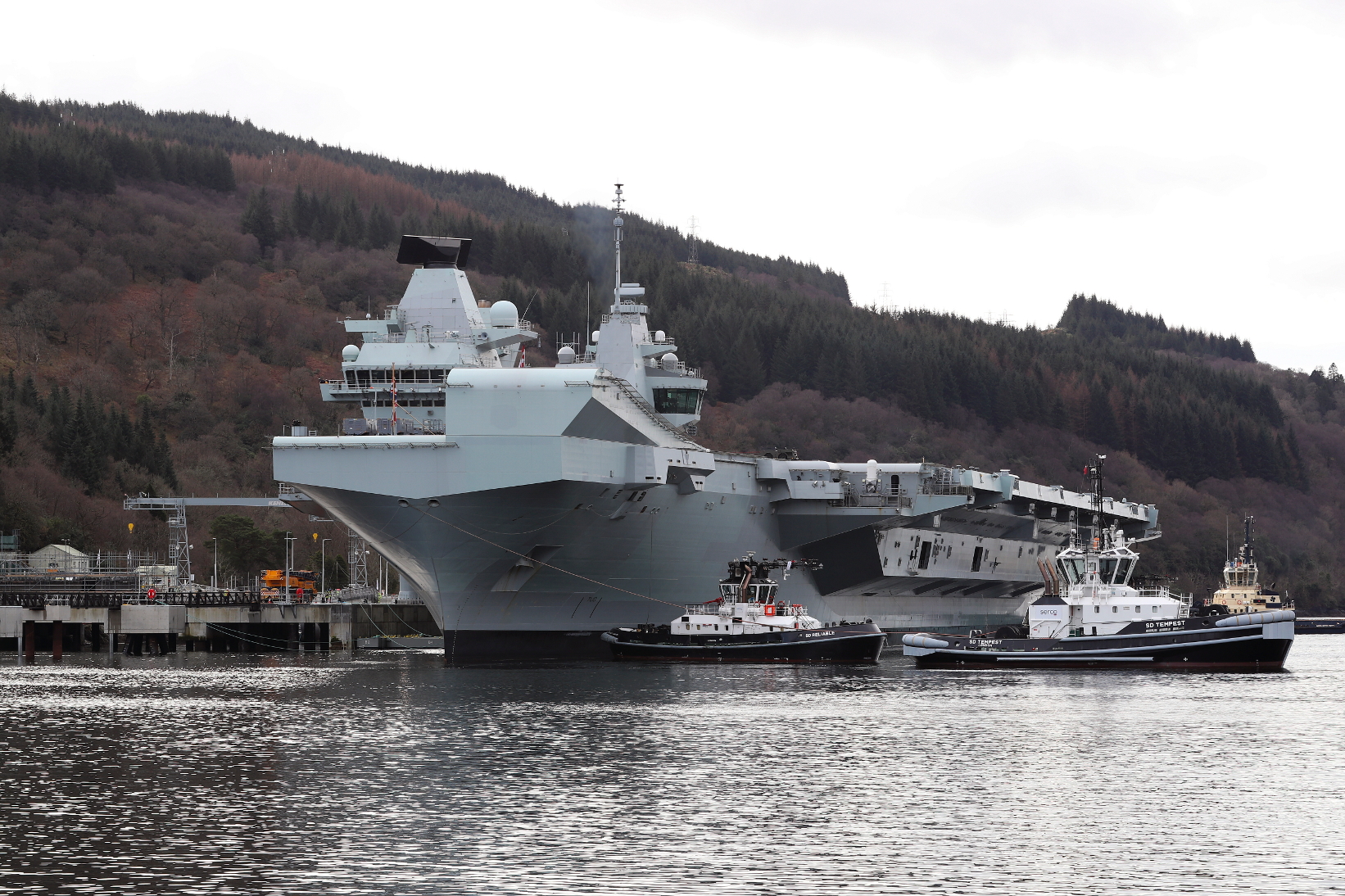 HMS Queen Elizabeth stopped off at Glen Mallen Norther Ammunition Jetty, western Scotland, ahead of her maiden operational voyage in 2021