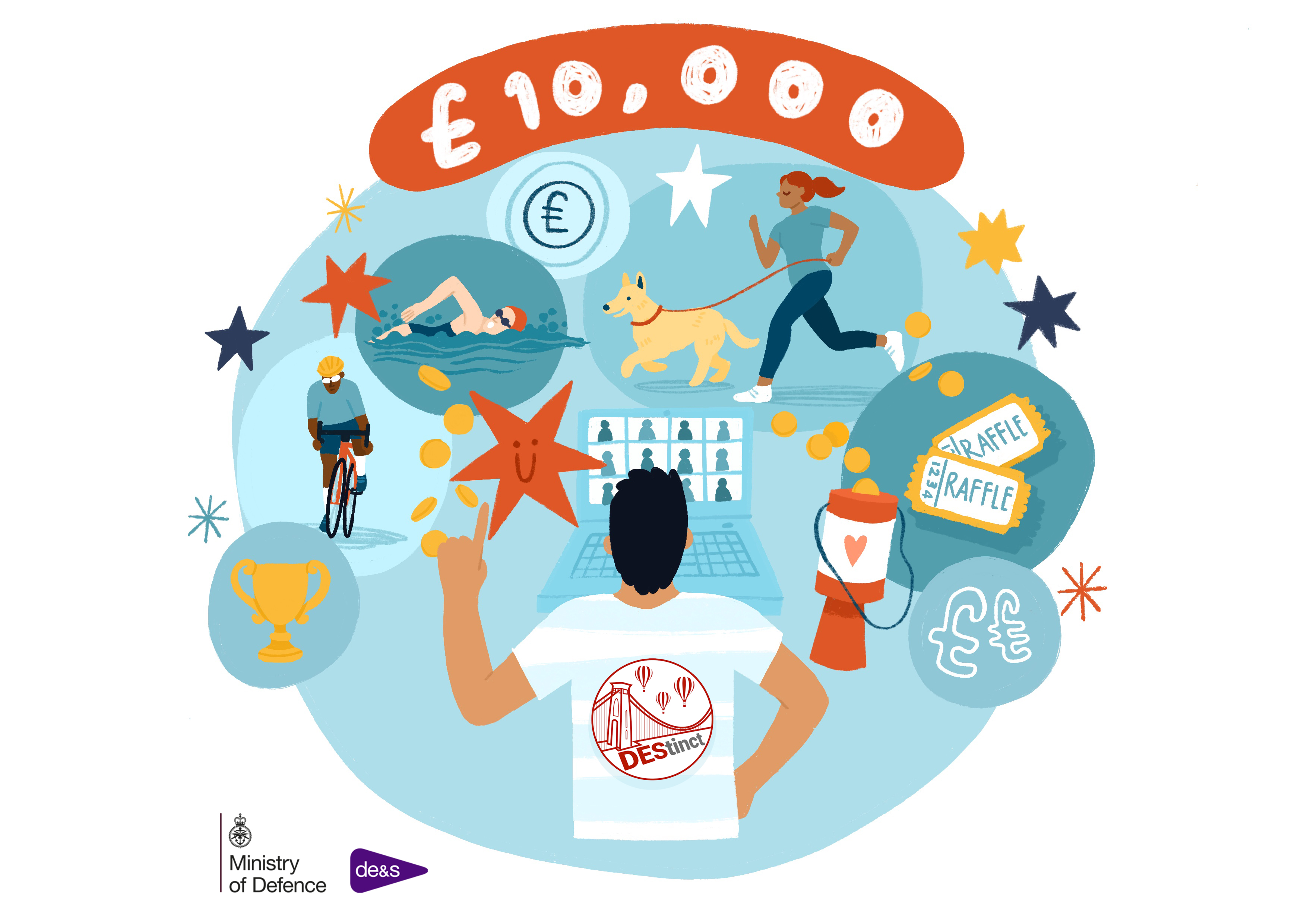 Team DEStinct Million Makers illustration showing showing different fundraising methods