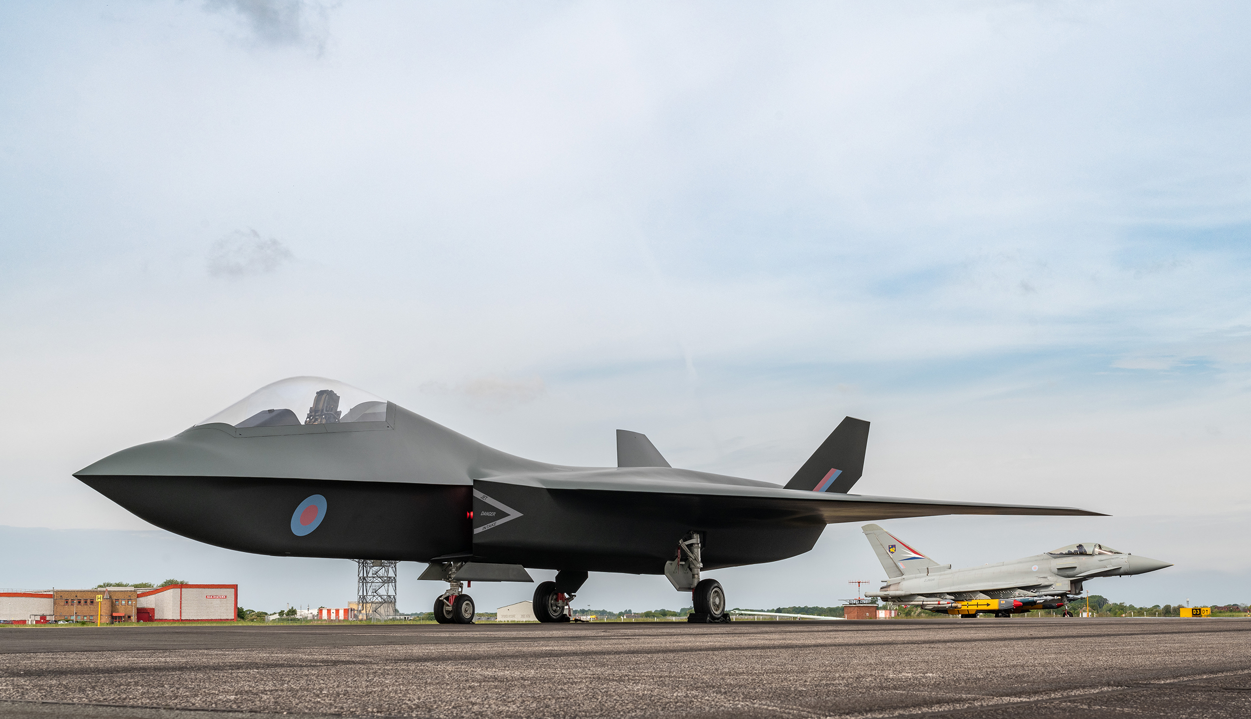 Artist impression of Tempest aircraft at BAE Warton site