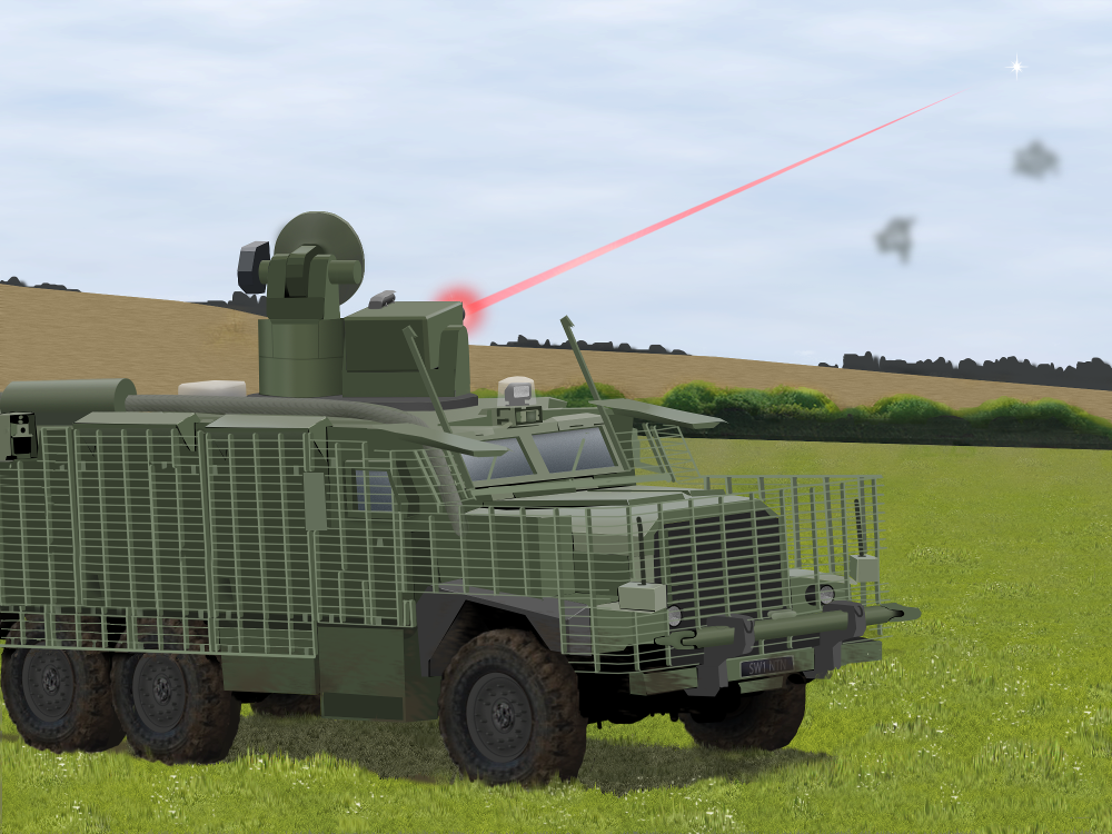 An image of a land vehicle equipped with a laser