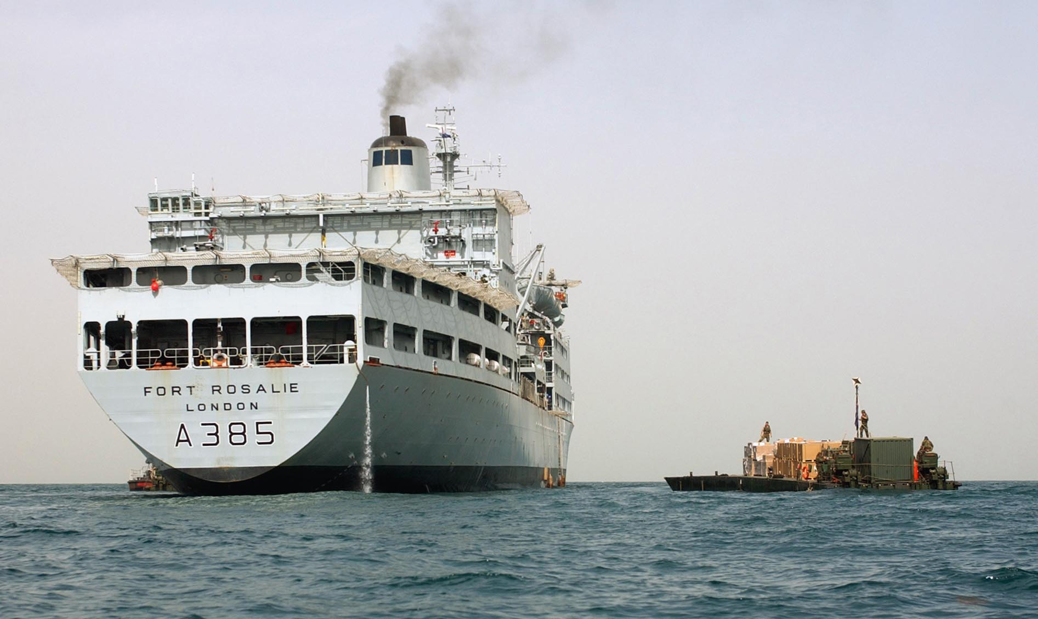 RFA Fort Rosalie unloads at sea