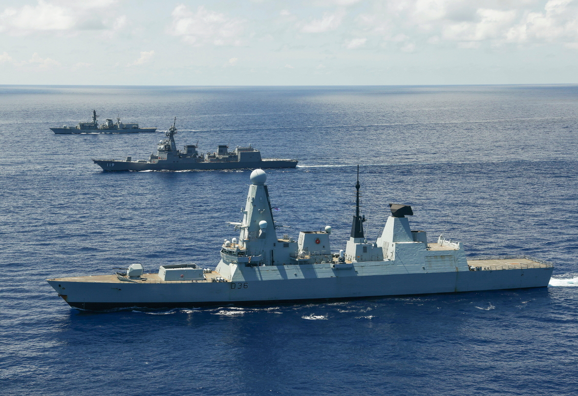 HMS Defender at sea