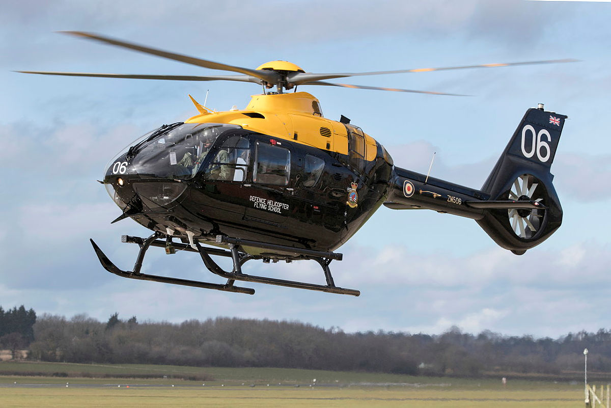 A Juno helicopter flying