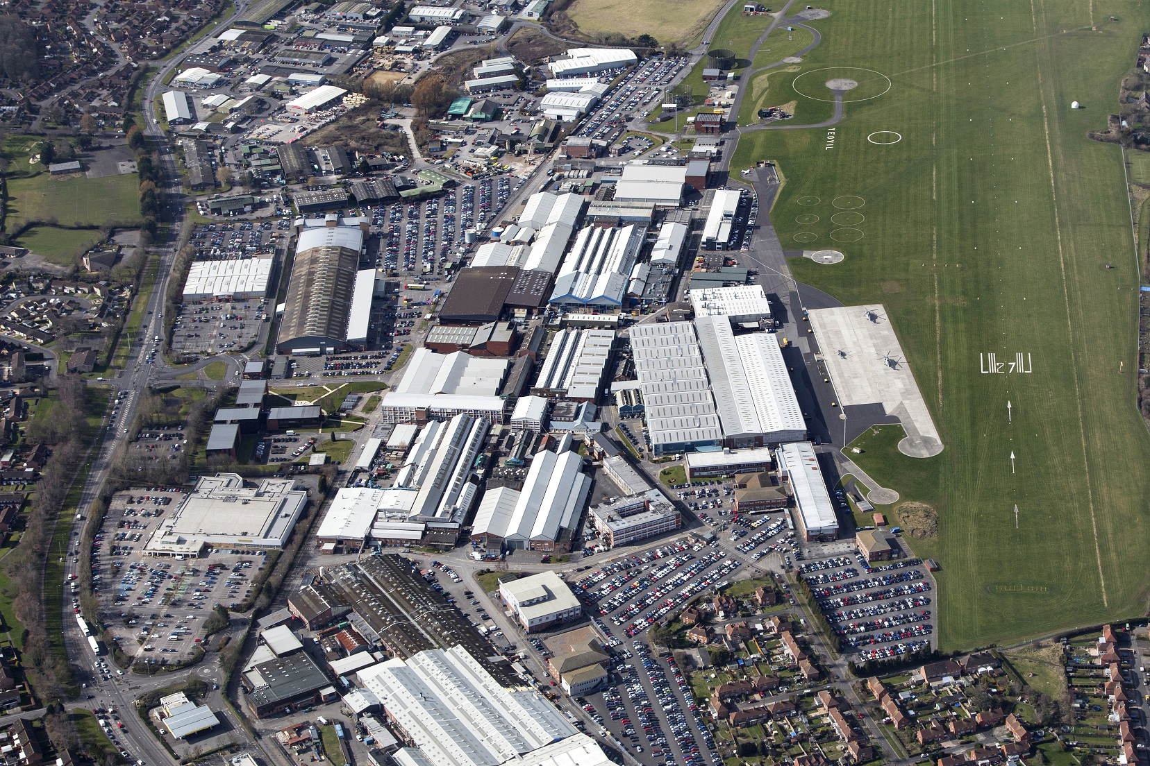 An aerial view of Leonardo Helicopters' Yeovil site