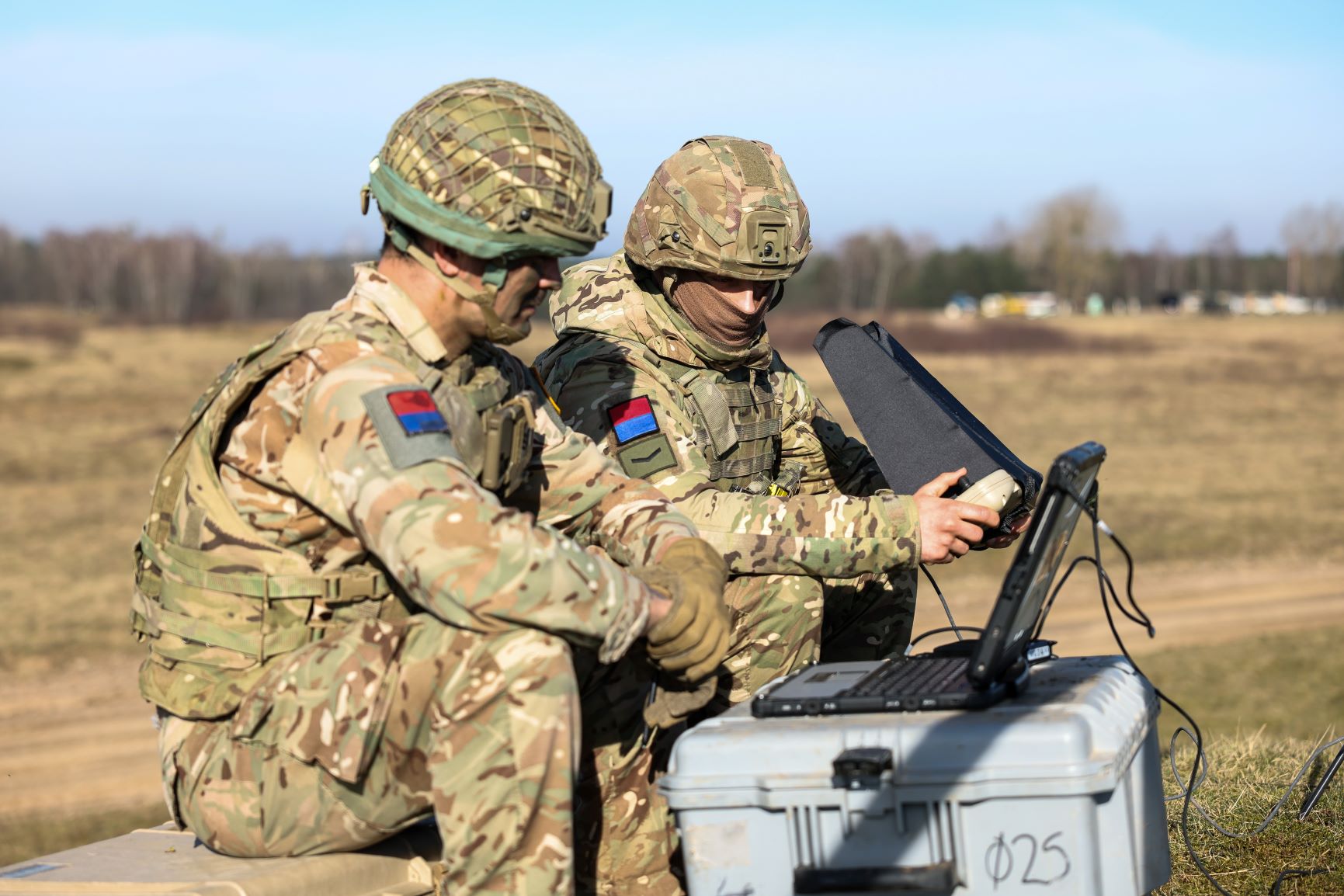 Royal Artillery remotely piloted air system pilots operate a first-person view drone during Ex Steadfast Defender, Poland.