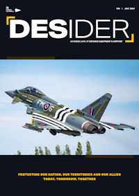 July 2024 Desider front cover showing A RAF Typhoon Display Team jet takes off from RAF Coningsby. The aircraft is painted in a 1944-era ‘Day Fighter’ scheme to commemorate the 80th anniversary of D-Day