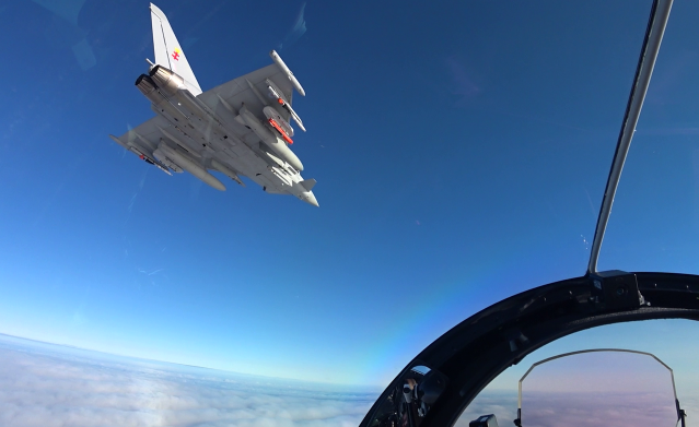 A BAE Systems Typhoon jet carrying a SPEAR missile during a guided firing trial in Sweden.