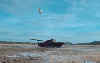 A SPEAR missile descends towards its target during a guiding firing trial in Sweden.