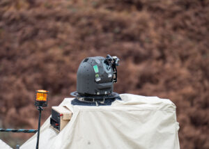 A laser demonstrator weapon mounted onto a British Army Wolfhound vehicle as part of Project Swinton