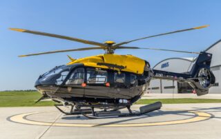 The first of the new H145 helicopter fleet at Airbus Helicopters UK's Oxford site