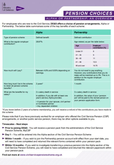DE&S Pension Choices - Cover Image