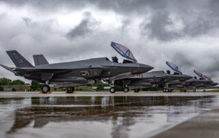 US Air Force F-35A Lightning fighter jets on a runway