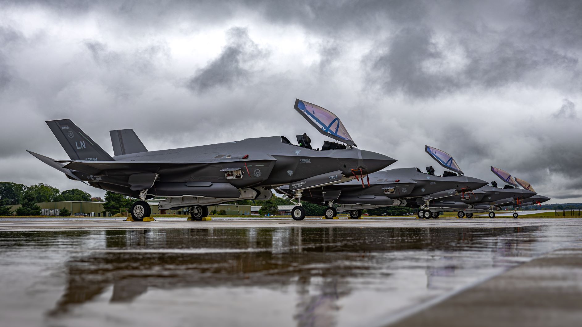 US Air Force F-35A Lightning fighter jets on a runway