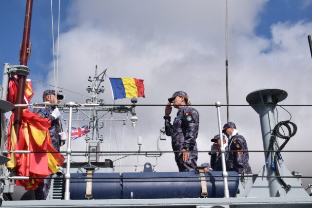 DSC_3707 Handover ceremony showing former Royal Navy minehunter HMS Pembroke being received by Romanian Navy